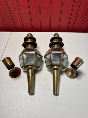 Pair of Vintage Brass Outdoor Wall Lanterns