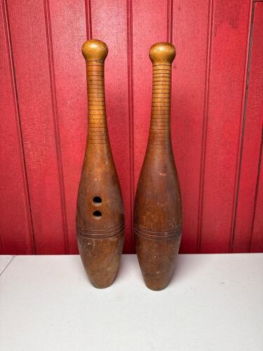Pair of Vintage Wooden Clubs/Pins