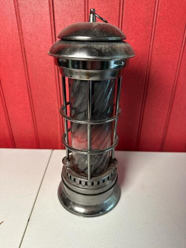 Vintage-Style Metal Lantern with Caged Glass