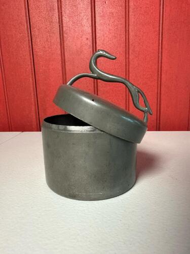 Vintage Pewter Canister with Figural Dog Lid