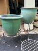 Three-Tier Metal Plant Stand with Ceramic Pots - 3