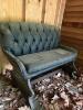 Antique Tufted Carriage or Railway Bench Seat - 11