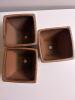 Square Ceramic Planter Set of 3 Pots with Matching Tray, in Brown Glaze - 3