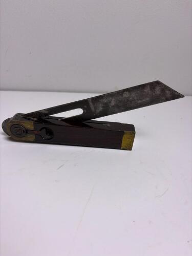 Vintage Sliding T-Bevel Gauge 12" Wood & Brass Handle, Steel Blade, Adjustable Angle Tool