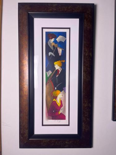 14.75 "x 29.5" Signed and Numbered Serigraph of "Trois Artistes" by Linda LeKinff