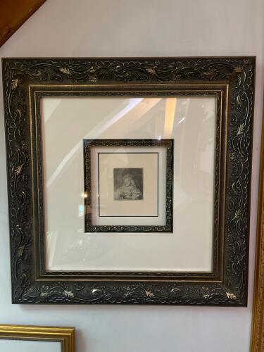 26"x 26" Ornate Antique Bronze Style Picture Frame with Etching-Style Artwork
