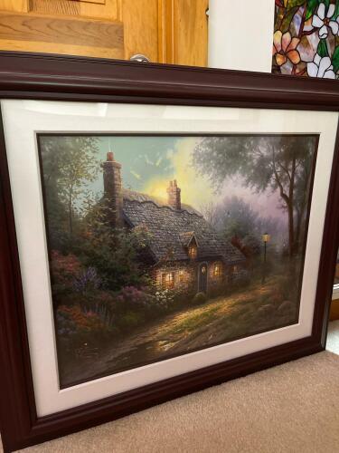 40" x 34.5" Framed Limited Edition Print by Thomas Kinkade "Moonlight Cottage"
