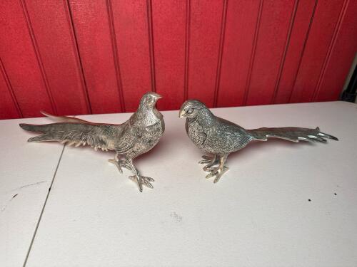Vintage Silver-Plated Pheasant Figurines