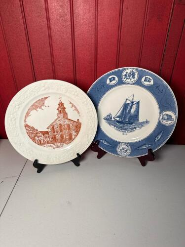 Wedgwood Marblehead Harbor 1840 & Homer Laughlin First Church of Christ Commemorative Plates