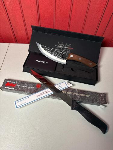 Matsoto Hammered Chef Knife & KutMaster SharpKut II Carving Knife Set