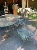 Oval Glass Top Wrought Iron Patio Table with 3 Mesh Chairs - 12