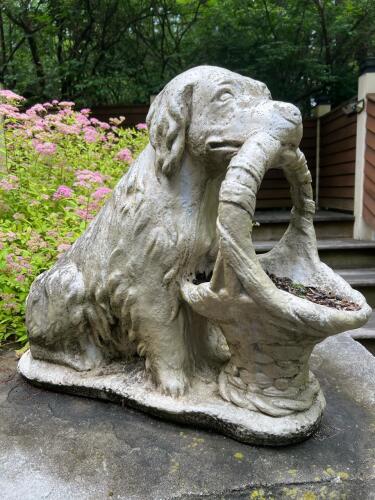 Large Concrete Dog Statue Garden Planter