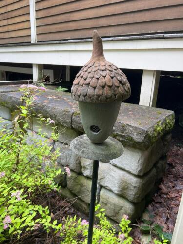 J.A. Mayer Acorn-Shaped Ceramic Garden Sculpture with Metal Stake