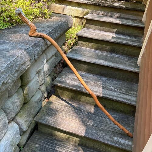 Hand-Carved 58" Tall Wooden Walking Stick with Hand Grip