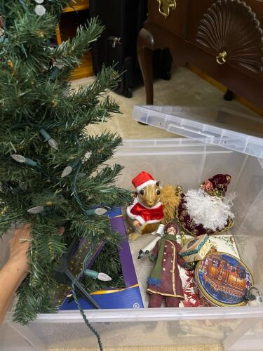 Christmas Lot featuring Mini Pre-Lit Artificial Tabletop Christmas Tree and Mixed Decor