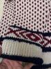 Hand-Knit Nordic Style Wool Sweater, Maroon/Cream/Navy, Size Approx. Large - 4