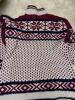 Hand-Knit Nordic Style Wool Sweater, Maroon/Cream/Navy, Size Approx. Large - 7