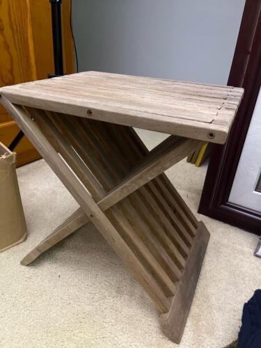Folding Wooden Slat Side Table