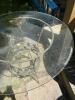 Round Glass Outdoor Patio Table with Ornamental Metal Leaf Base - 3