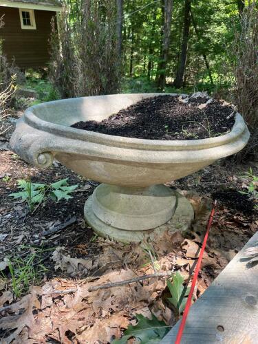 Large 36" Concrete Garden Urn Planter with Classical Scroll Handles