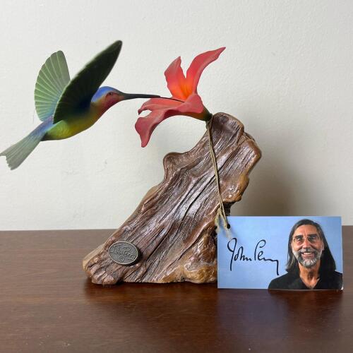 John Perry Hummingbird on Driftwood Sculpture