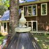 2 Decorative Wooden Birdhouses on Posts with Metal Roofs and Planter Bases - 3