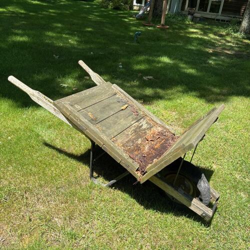 Vintage Rustic Wooden Wheelbarrow