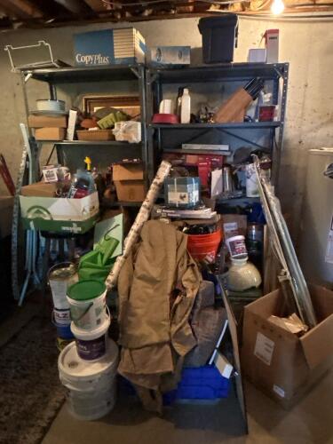 Basement Pickers Lot and Metal Shelves