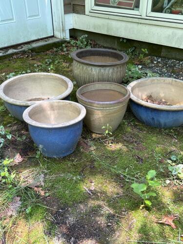 Set of 5 Large Ceramic Garden Planters