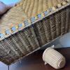 Wicker Magazine/Log Holder Basket with Decorative Beads And Miniature Basket - 3