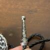 Black Cord Bolo Tie with Silver-Tone Celtic Knot Clasp and Engraved Tips - 4