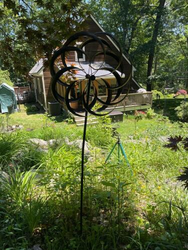 Large Metal Garden Wind Spinner, Dual Motion Kinetic Yard Art, 73" Tall, 22" Spinner Diameter