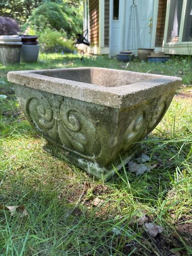 14" Square Concrete Planter with Decorative Swirl Design