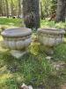 Pair of 14" Concrete Pedestal Urn Planters - 3