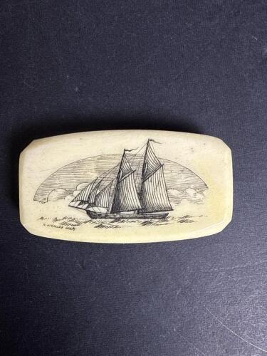 Scrimshaw Engraved Folding Pocket Knife, Artist D. Kihakore 2008