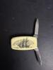 Scrimshaw Engraved Folding Pocket Knife, Artist D. Kihakore 2008 - 2