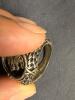 Silver Tone Heraldic Lion's Head Signet Ring with Crossed Swords and Wreath Design - 4