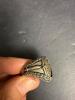 Silver Tone Heraldic Lion's Head Signet Ring with Crossed Swords and Wreath Design - 5