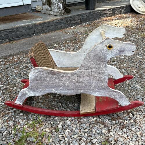 Vintage Double Horse Wooden Rocking Toy
