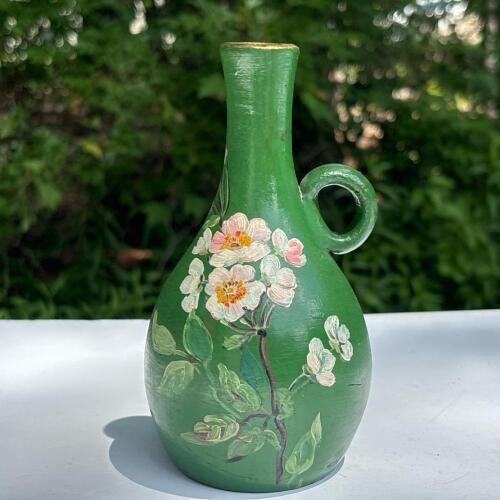 Small Hand-Painted Ceramic Jug with Floral Design