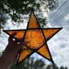 Amber Stained Glass Star Lantern Candle Holder - 2