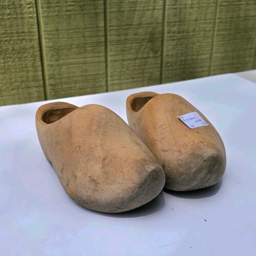 Traditional Dutch Wooden Clogs, Handcrafted, Natural Finish