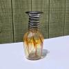 Hand-Blown Art Glass Vase by Kris Vallow, 2007, Amber with Dark Spiral Accents, 8.25" Tall