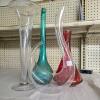 Set of 4 Decorative Glass Vases & Decanters - Hand-Blown, Etched Red Floral, Tallest 19.6&rdquo; - 2