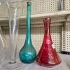 Set of 4 Decorative Glass Vases & Decanters - Hand-Blown, Etched Red Floral, Tallest 19.6&rdquo; - 3