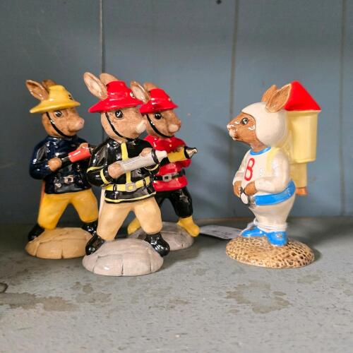Royal Doulton Bunnykins Figurines: American Firefighters & Astro Bunnykins