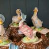 Beswick Beatrix Potter Jemima Puddle-Duck Ceramic Figurine Set with Tree Stump Stand - 3
