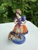 Painted Italian Pottery Figurine Woman with Floral Basket