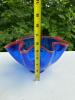 Cobalt Blue Art Glass Bowl with Ruffled Red Rim - 3