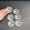Set of Six Tiny Clear Textured Glass Bowls with Floral Motif